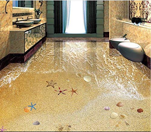 3D-Bodenbelag Romantischer Strand Wandbild Tapete 3D Wasserdichte Tapete für Badezimmer Vinylboden Home Improvement-430 * 300cm von shiliwang
