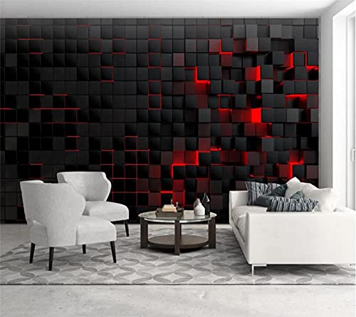 3D Wandbild Tapete Benutzerdefinierte Tapete Papel De Parede Quadratisch Schwarz Rot Verlauf 3D Hintergrund Wand Wohnzimmer Schlafzimmer Dekoration-300 * 210Cm von shiliwang
