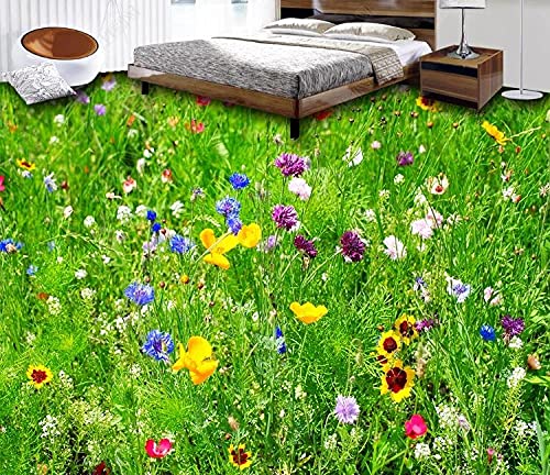 Benutzerdefinierte 3D-Bodenbilder Selbstklebende Tapete Blume Gras PVC Boden Aufkleber Drucken Wasserdicht Rutschfest Tapete Wandbild Dekor-150 * 105cm von shiliwang