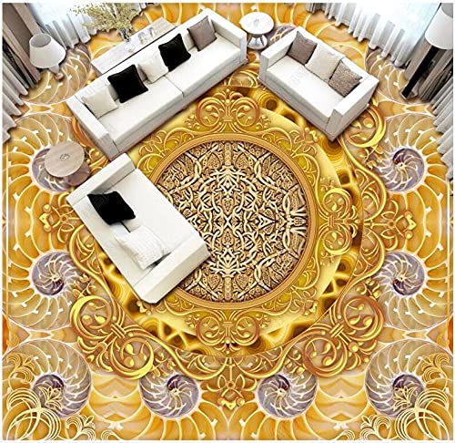 Benutzerdefinierte Foto 3d PVC-Bodenbelag selbstklebende Vinyl Tapete Golden Luxus europäischen Muster Dekor Wohnzimmer für Tapete 3d-250 * 175cm von shiliwang