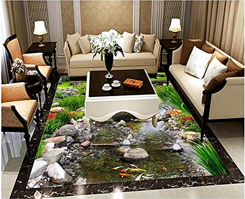 Benutzerdefinierte Luxus beleuchtete Bodenfliesen Tapete Wasser Landschaft 3 d Vinyl Boden Tapeten für Wohnzimmer PVC-Bodenbelag Rolle-350 * 245cm von shiliwang