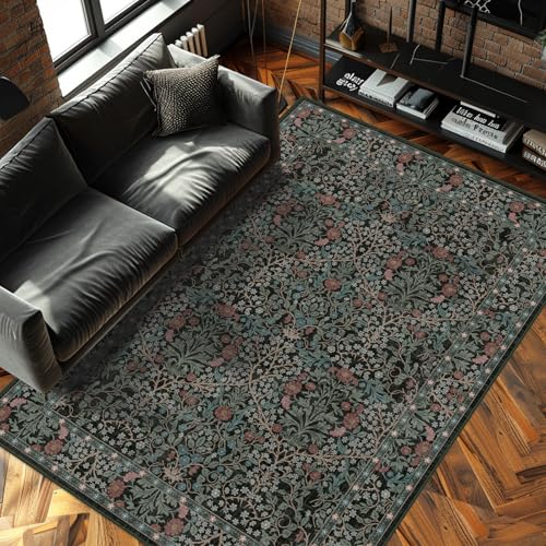 shinefly Waschbare Teppiche für Wohnzimmer, schmutzabweisend, Vintage-Teppiche für Esszimmer, unter dem Küchentisch, Schlafzimmer, floraler niedriger Flor, rutschfest, großer Teppich, 12,7 x 17,8 cm shinefly Waschbare Teppiche für Wohnzimmer, schmutzabweisend, Vintage-Teppiche für Esszimmer, unter dem Küchentisch, Schlafzimmer, floraler niedriger Flor, rutschfest, großer Teppich, 12,7 x 17,8 cm von shinefly