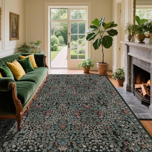 shinefly Waschbare Teppiche für Wohnzimmer, schmutzabweisend, Vintage-Teppiche für Esszimmer, unter dem Küchentisch, Schlafzimmer, floraler niedriger Flor, rutschfest, großer Teppich, 15,2 x 22,9 cm shinefly Waschbare Teppiche für Wohnzimmer, schmutzabweisend, Vintage-Teppiche für Esszimmer, unter dem Küchentisch, Schlafzimmer, floraler niedriger Flor, rutschfest, großer Teppich, 15,2 x 22,9 cm von shinefly