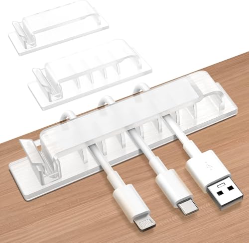 shinfly 10 Stück Kabelhalter Selbstklebend, Kabelmanagement Selbstklebende Transparent, Kabel Clips Selbstklebend Kabelklemmen, Kabel Organizer für Schreibtisch, Heim, Büro, TV, PC, Laptop von shinfly