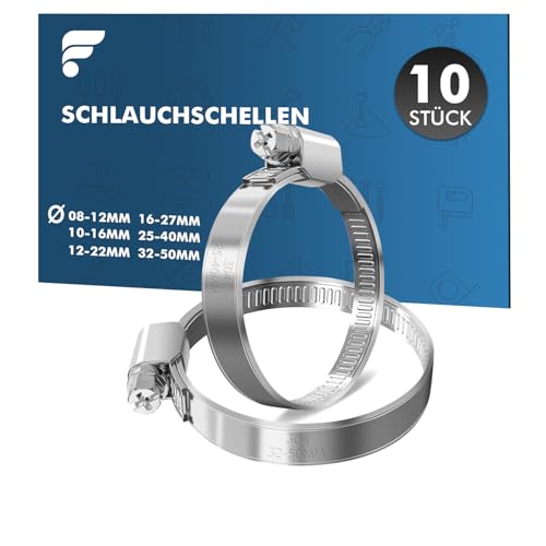 shinfly 24 Stück Schlauchschellen Edelstahl, Schlauchklemme, Verstellbare Edelstahl Schlauchschelle，für Wasserrohr, Haus Gas Rohr, Waschmaschine，6 Größen 08-12/10-16/12-22/16-27/25-40/32-50mm von shinfly