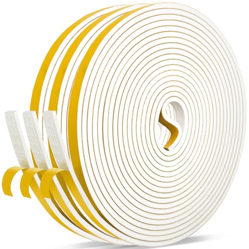 shinfly 15M Dichtungsband Türdichtung Selbstklebend, 6mm(B) x 3mm(D) Fensterdichtung für Türen Fenster, Dichtband Moosgummi Anti Kälte-Wind Lärm und Kollision (Weiß, 5M X 3 Rollen) von shinfly