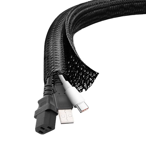 shinfly 6mm-3m Kabelschlauch, selbstschließend Kabelkanal, Kabelmanagement für Schreibtisch, TV, Computer, PC, Kabelschutz für Hund, Katze, Schwarz von shinfly