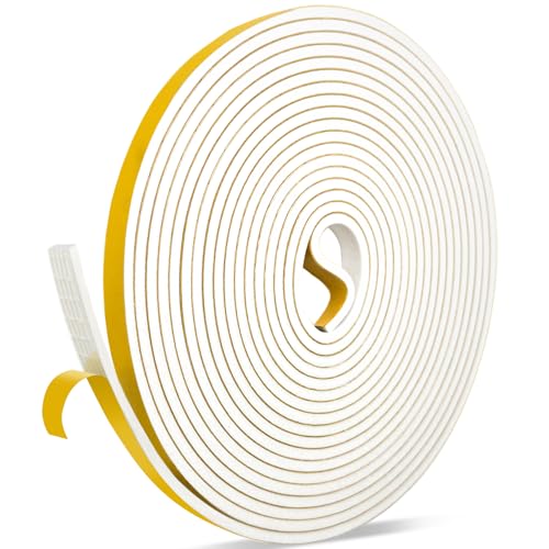 shinfly Dichtungsband Türdichtung Selbstklebend, 12mm(B) x 3mm(D) Fensterdichtung für Türen Fenster, Dichtband Moosgummi Anti Kälte-Wind Lärm und Kollision (Weiß, 5M) von shinfly