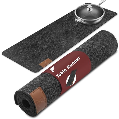 shinfly Tischläufer Filz, 100x30cm Tischläufer Modern, Tischdekoration, Tischläufer Abwaschbar mit Leder Label - Tischläufer - Filzläufer shinfly Tischläufer Filz, 100x30cm Tischläufer Modern, Tischdekoration, Tischläufer Abwaschbar mit Leder Label - Tischläufer - Filzläufer von shinfly