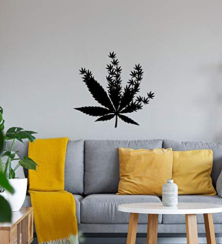 Cannabis aus Cannabisblättern Wandtattoo Schwarz Aufkleber 48 x 45 cm von shirt84