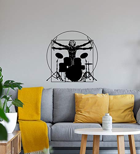 Da Vinci Schlagzeug Wandtattoo Schwarz Aufkleber 45 x 45 cm von shirt84