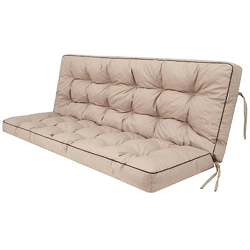 shivler Kissen für Hollywoodschaukel und Gartenbank Gartenkissen Gartenbankauflage Bankauflage Bankkissen Garten Gartenmöbel Schaukelkissen (120 cm, Beige) von shivler