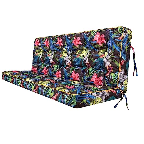 shivler Kissen für Hollywoodschaukel und Gartenbank Gartenkissen Gartenbankauflage Bankauflage Bankkissen Garten Gartenmöbel Schaukelkissen (120 cm, Bunte Bläter) von shivler