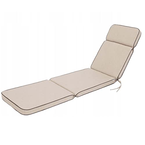 shivler Liegenauflage Auflage Gartenliege Liegenpolster ÖKOLEINEN Gartenliege mit Kopfkissen Kissen für Garten- und Strandliegestühle (1 Stck., Beige) von shivler