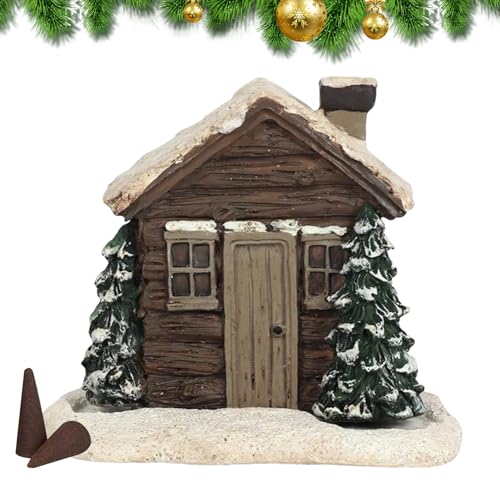 Blockhütten Räuchergefäß | Haus Räuchergefäß | Log Cabin Snowy Winter Räucherkegelbrenner | Räucherkegelbrenner Mit 2 Räucherkegeln | Log Cabin Incense Burner | Räucherkegelhalter Blockhütten von shizuku