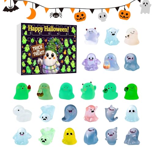 Countdown-Kalender, 24-Tage-Haunted-Figuren für Halloween Fun, Glühen-in-the-Dark-Sammlerstück mit Tabletop-Display-Design, dekorative Skulptur für Mantel-Bücherregal-Home-Schreibtischregal. von shjxi