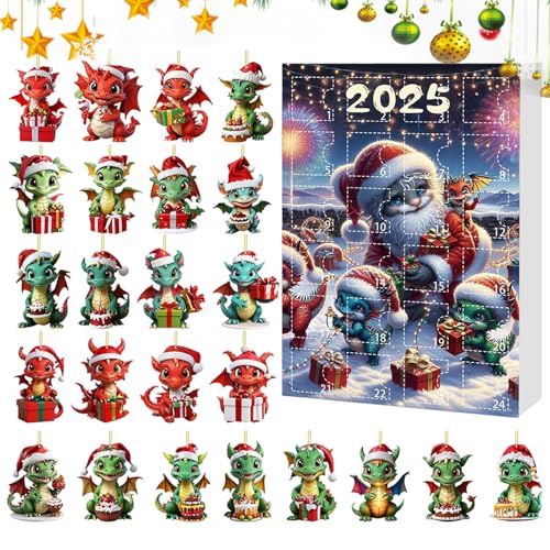 Countdown Kalender,24 Tage Urlaubs Countdown Dinosaurier Kalender - 2D flache Acryl Ornamente für Erwachsene Kinder tägliche Familienaktivität Klassenzimmer Schule Feiertag Zuhause und Party von shjxi