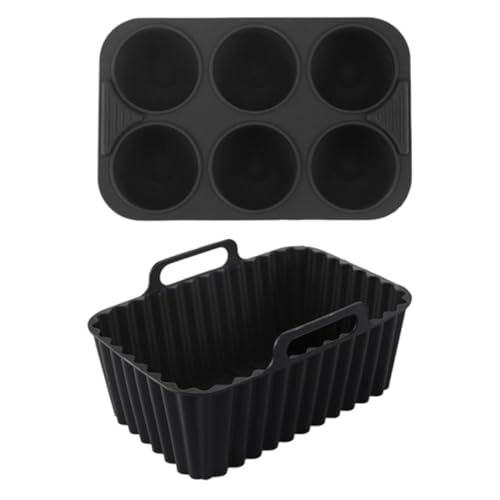 Heißluftfritteuse Silikon Korb | Wiederverwendbare Backmatte Set Für Heißluftfritteuse | Antihaft Küchenhelfer Für Backofen Mikrowelle Gefrierschrank Aufwärmen Reste von shjxi