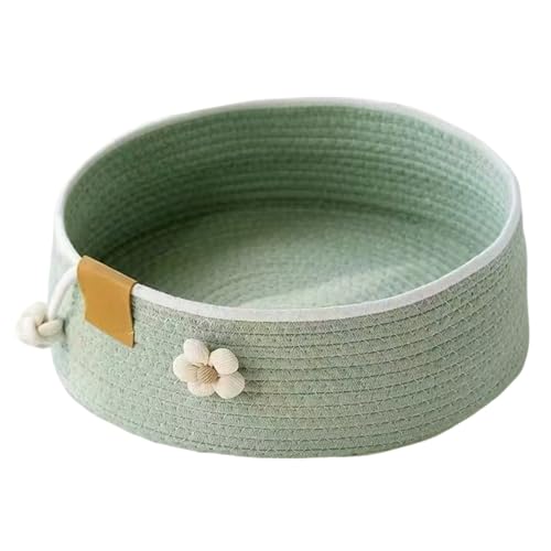 Katzenkorbbett - 5 kg großes gewebtes Kätzchen Schlafnest für komfortable Ruhe, kratzfreundliche Haustiermöbel mit gemütlichem Pad, Katzenhaus für Wohnzimmer Schlafzimmer Schreibtisch Couch, klein, gr von shjxi