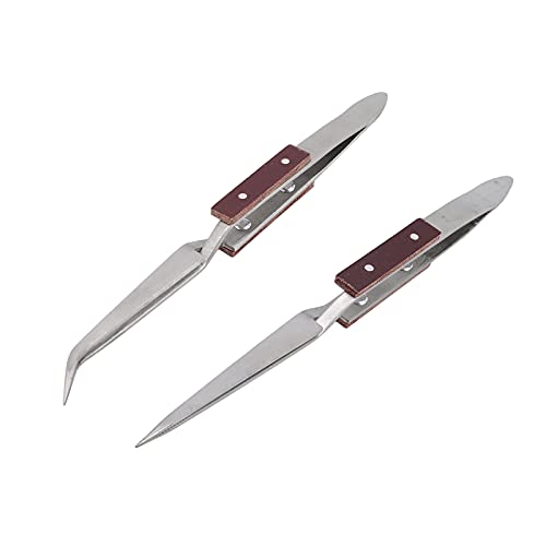 Pinzetten LöTpinzetten 2PCS Industrie Pinzetten Kreuzpinzetten Pinzetten Edelstahl Rostfrei für SchmuckschweißProzesse, Reparatur Elektronischer Teile, KüNstliche Wimperntransplantation von shockassist
