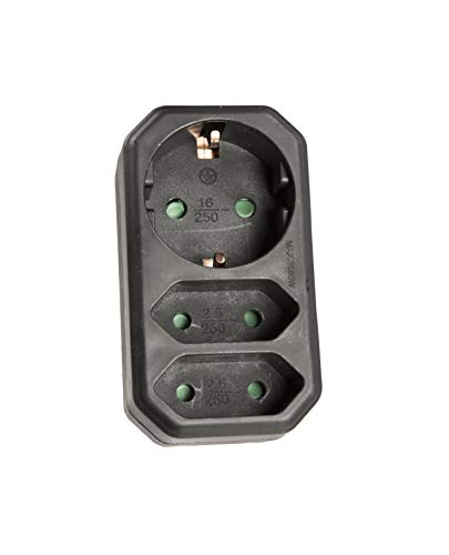 Multistecker Adapterstecker Schutzkontakt KINDERSCHUTZ Verteiler Mehrfachstecker (3-fach senkrecht Schwarz) von shopVG