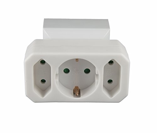 Multistecker Adapterstecker Schutzkontakt Verteiler Mehrfachstecker 3-fach 4-fach 2 fach (1 Schucko + 2 Euro) von shopVG