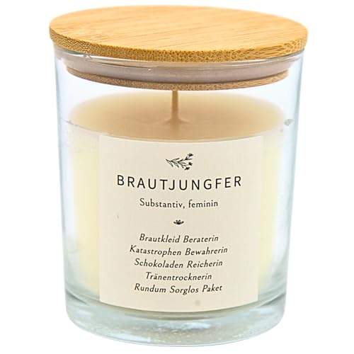 Duftkerze mit Spruch im Glas „Brautjungfer“ | Geschenkidee für deine Brautjungfer | Magnolie Aroma | Kerzen Geschenk für Frauen | Aromatherapie Candle zur Entspannung für Spa, Bad & Yoga von shopandmarry