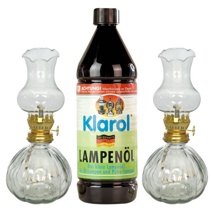 shopandmarry Windlicht 2x Öllampe ROSA im Set mit Klarol Lampenöl, 1 ltr. von shopandmarry