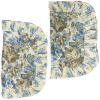 2 Vintage 1970Er Thomaston Luxus Kissenbezüge Shams Paar Blau Braun Elfenbein Rüschen Floral Muster Druck Eingestellt Retro Bettwäsche Schön von shopatTheArchive