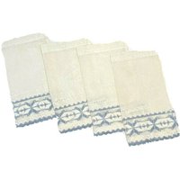 4 Stk. Set Vintage 1970Er 1960Er Valances Fensterbehandlungen Blau Weiß Spitze Häkeln Htf Vorhänge Ge Scalloped Kitchen Country Primitive Cottage von shopatTheArchive