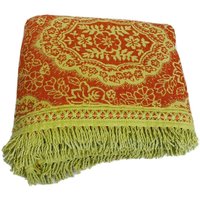 Antike Orange Jacquard Tagesdecke Vintage Gestickte Fransen-Bettdecke | 114x96 von shopatTheArchive