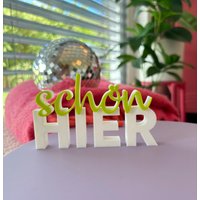 Schön Hier - Aufsteller Deko, Liebevolle 3D-Deko in Pink & Lila Glitzer, Geschenkidee Ist Tollen Farben Schön Hier - Aufsteller Deko, Liebevolle 3D-Deko in Pink & Lila Glitzer, Geschenkidee Ist Tollen Farben von shopbyamibelle