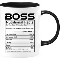 Boss Ernährungsfakten Zwei-Toned Kaffeetasse Oder Teetasse, Chef Geschenkidee, Geburtstagsgeschenk Für Chef, Weihnachtsgeschenk Coworker Kaffeebecher von shopbydave