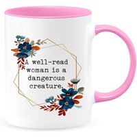 Eine Gut Gelesene Frau Ist Eine Gefährliche Kreatur Zwei-Toned Kaffeetasse, Geschenk Für Sie, Geburtstagsbecher, Kaffeebecher Buchliebhaber von shopbydave