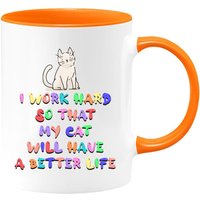 Ich Arbeite Hart, Damit Meine Katze Einen Besseren Zwei-Ton-Kaffeebecher Haben Kann, Tasse Für Katzenliebhaber, Katzenliebhaber Geschenkideen von shopbydave