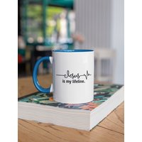 Jesus Ist Meine Lebenslinie Zweifarbige Kaffeetasse, Christliche Geschenkideen, Christus, Gnade, Religiöses Geschenk Für Sie, Ihn von shopbydave