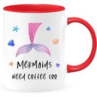 Mermaids Need Coffee Too Two-Toned Coffee Mug, Mermaid Mug Travel, Lover Travel Mugs, Mug Mermaid von shopbydave