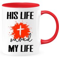 Sein Leben Rettete Mein Zwei-Toned Kaffeetasse, Durch Gnade Gerettet, Erlösung Kaffeebecher, Christliche Religiös, Gesegnet, Jesus, Begünstigt von shopbydave
