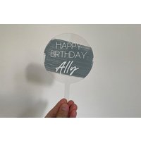 Personalisierter Cake Topper Aus Rundem Acrylglas Geburtstag Happy Birthday Hochzeit Geburt Babyshower Tortendekoration Kuchendekoration von shopbymela