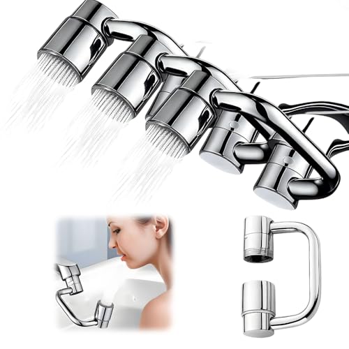 Drehbarer Wasserhahn Aufsatz Verlängerung, 1080 Grad Multifunktionaler Verlängerungshahn Rotierender Wasserhahn, Wasserfilter Wasserhahns mit 2 Fach Einstellbarer für Küche & Bad (2PCS) von shopetei
