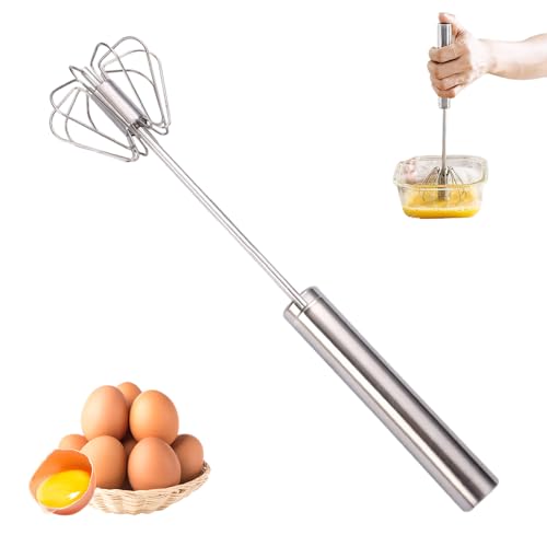 Halbautomatischer Schneebesen Aus Edelstahl, 2025 Neu Schneebesen Edelstahl, Hand-Push-Easy-Whisk, Drehbarer Push Mixer Rührer zum Mischen, Schlagen, Aufschäumen und Rühren (10in) von shopetei