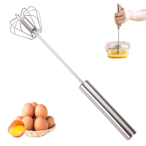 Halbautomatischer Schneebesen Aus Edelstahl, 2025 Neu Schneebesen Edelstahl, Hand-Push-Easy-Whisk, Drehbarer Push Mixer Rührer zum Mischen, Schlagen, Aufschäumen und Rühren (12in) von shopetei