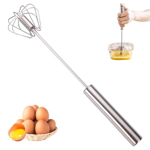 Halbautomatischer Schneebesen Aus Edelstahl, 2025 Neu Schneebesen Edelstahl, Hand-Push-Easy-Whisk, Drehbarer Push Mixer Rührer zum Mischen, Schlagen, Aufschäumen und Rühren (14in) von shopetei