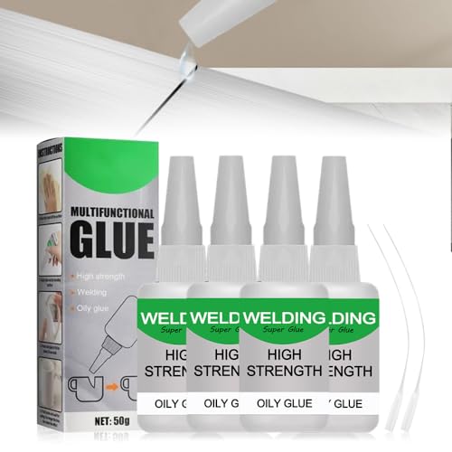 Schweißen Öliger Kleber, Superkleber Extra Stark Für Alles, Multifungctional Glue Extra Stark, Universal Wasserdichter Superkleber, Industriekleber für Kunststoff Metall Keramik Leder Harz (4PCS) von shopetei