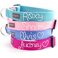 Besticktes Nylon Hundehalsband | 25 Gurtbandfarben Zur Auswahl Personalisiert Mit Dem Namen Deines Hundes Handgefertigt in Den Usa von shopmimigreen