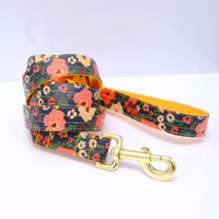 Meadow Navy Und Pink Floral - Hundeleine Aus Laminierter Baumwolle 4 ", 5' Oder 6' Bunte Langlebige Blumenmuster von shopmimigreen