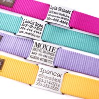 Personalisierte Namensschmuck Hundehalsband | Metall Eingraviert in 27 Nylon Farben Solid Color Monogramm Namensschild Id Benutzerdefinierte von shopmimigreen