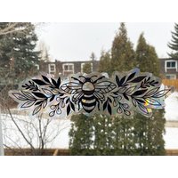Bienenblumenbanner Suncatcher - Fensteraufkleber, Regenbogenhersteller, Wiederverwendbarer Suncatcher-Aufkleber, Fensterprisma, Suncatcher-Fenster von shopmustardtiger