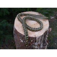 Olivfarbene Fuehrleine Aus Fettleder "El Capitano' Mit Ruckdaempfer von shoprsp