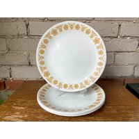 4Er Set, Corelle, Schmetterling Gold, Große Teller, Corning, Usa von shoptigertiger